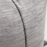 Five shades of grey textured throw pillow with fringe border center stitching detail Galey Alix