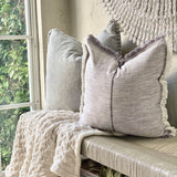 Five shades of grey textured throw pillow with fringe border Galey Alix