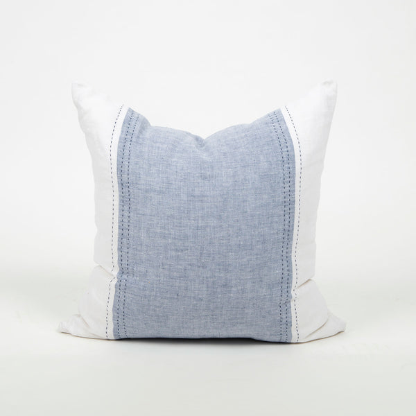 chambray blue and white throw pillow