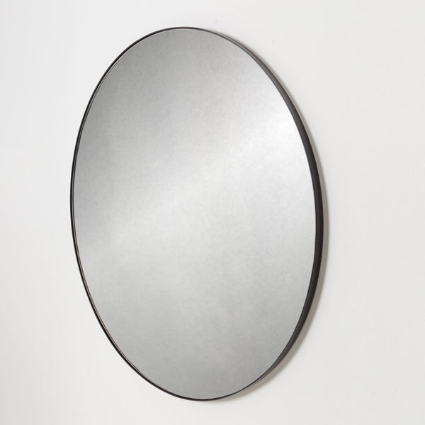 The Monica mirror large scale antiqued vanishing edge mirror product shot side view Galey Alix
