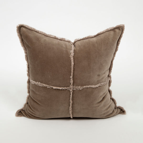 Tic tac throw velvet and oat colored embroidered throw pillow product shot front Galey Alix