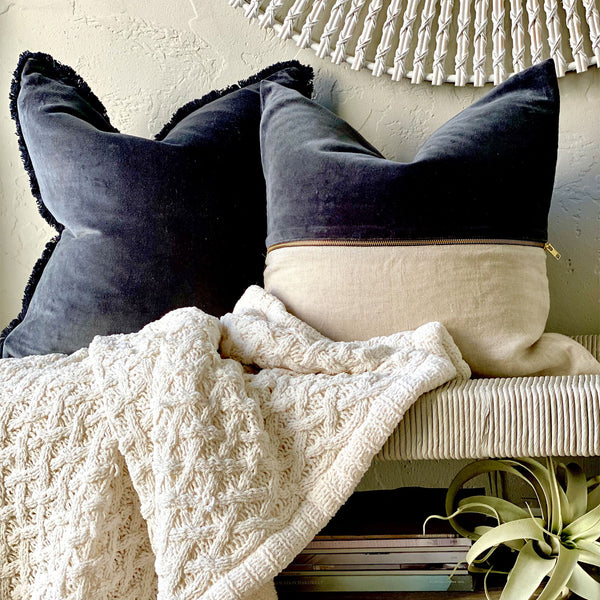 Long lumbar pillow by velvet + linen